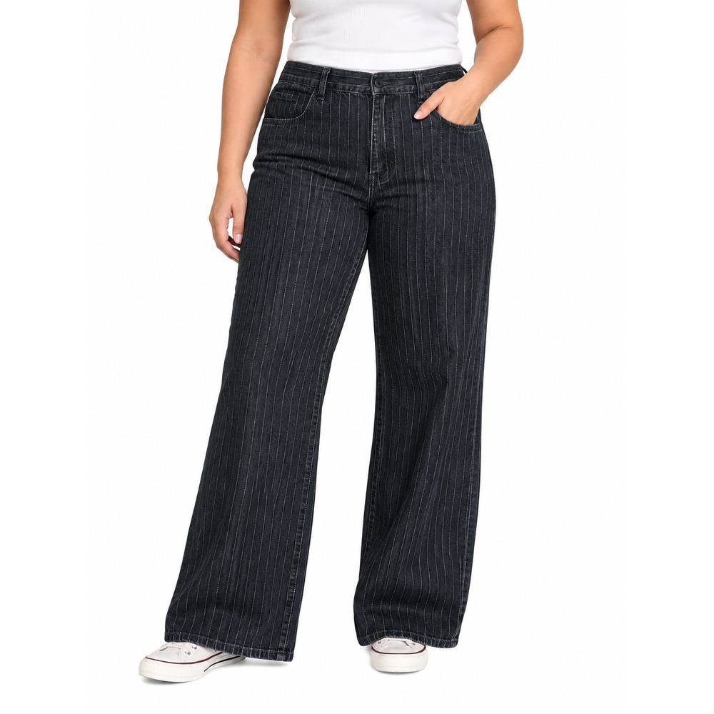 Ralph Lauren Black Pinstripe Wide Leg Jeans